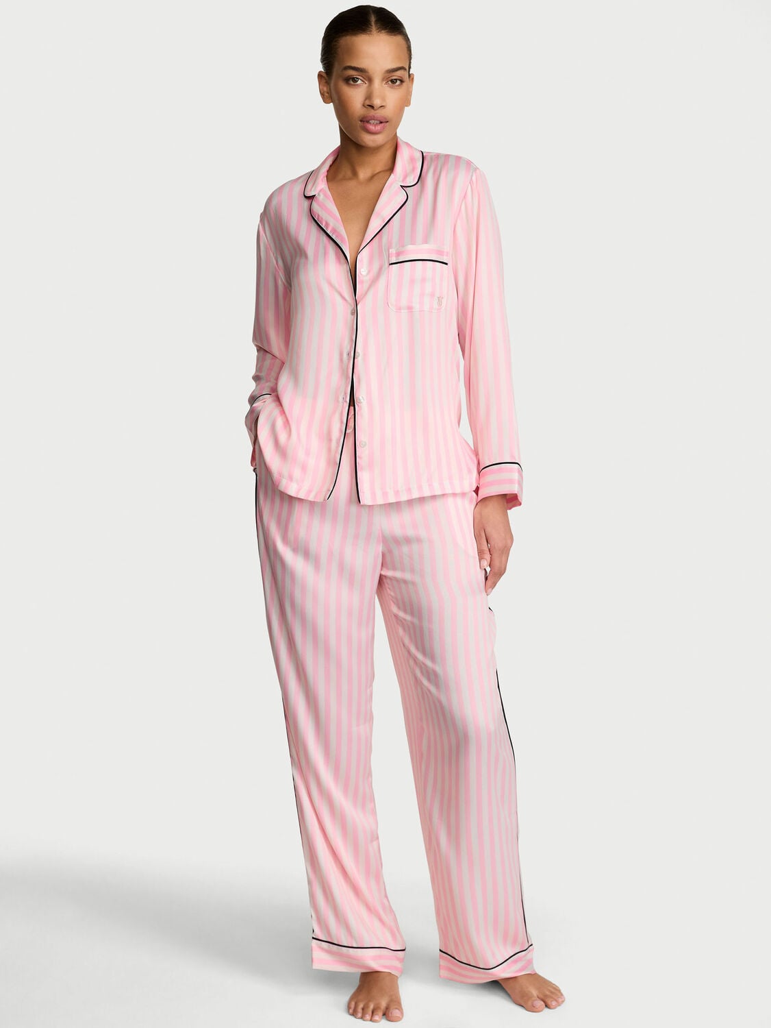 vs Victoria's Secret Glazed Satin Long Pajama Set 1 of 2 